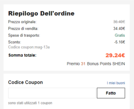 come applicare un codice shein