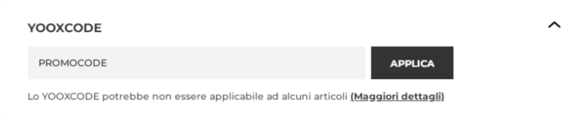 come applicare un codice sconto Yoox