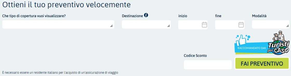 La casella di testo dove applicare il coupon Columbus Assicurazioni