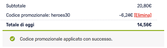 Il coupon Dog Heroes applicato al totale