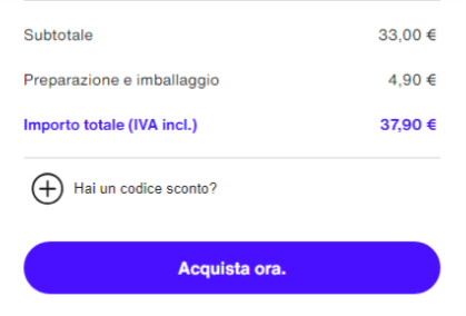 totale dell'ordine Zalando